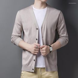 Men's Jackets Autumn Cotton Acrylic Blend Knit Cardigan 9-Color Basic Solid Colour Knitted JacketMen's