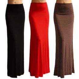 Ladie High Waist Flare Fishtail Maxi Long Skirt Solid Colour Pleated Package Hip Evening Beach Party A-Line Pencil 220322