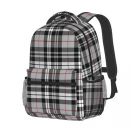 Fall Plaid Red Stripe Backpack Men Women School Bag Teenage Laptop Rucksack Lightweight
