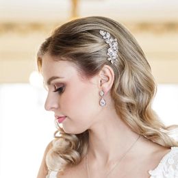 Crystals Bridal Comb Headpieces Gold/Silver/Rose Gold Rhinestones Headdress Hair Pin For Women Wedding Hair Accessories Haur Combs Headwear CL0233