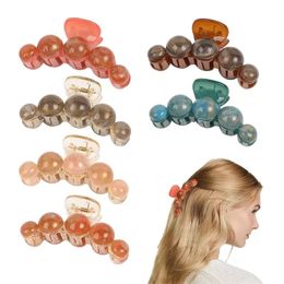 Length 10 CM Large Round Bead Hair Clamps Women Five Circle Cross Hair Claw Clips Alloy Plastic Hairpins Lady Ponytail Scrunchies Head Wear