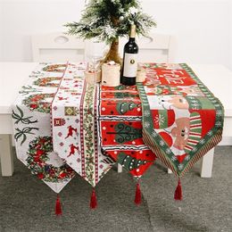 Christmas Table Runner Flower Xmas cloth Decoration Knitted Dinner Runners Cloth Placemat Home Decor Y201020