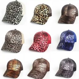 2022 Leopard Print Ponytail Baseball Cap For Women Ladies Hat Adjustable Mesh Caps ss