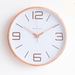 Wall Clocks Luxury Round Metal Watch Bedroom Modern Design Minimalist Silent Clock Living Room Classic Stylish Chambre Home DecorWall