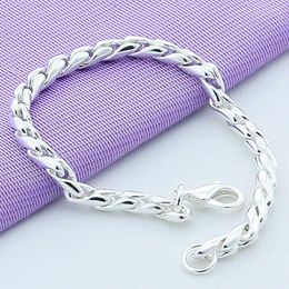 lobster clasps UK - Charm Bracelets Fashion Jewelry 925 Silver Bracelet 3MM 4mm 20CM Snake For Women Party Wedding GiftCharm