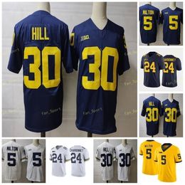 Nik1 Mens NCAA Michigan Wolverines 5 Joe Milton Football Jersey Stitched 24 Zach Charbonnet 30 Daxton Hill Michigan Jersey S-3XL