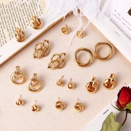 Dangle & Chandelier ZOVOLI Vintage Fashion Gold Colour Metal Drop Earrings For Women Trendy Simple Knot Twist Statement Jewellery Gift