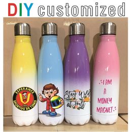 500ML Cola Thermos Vacuum Bottle DIY Creative Gift Customized Print Name Po Pattern Sport Team Company Stainless Stee 220706