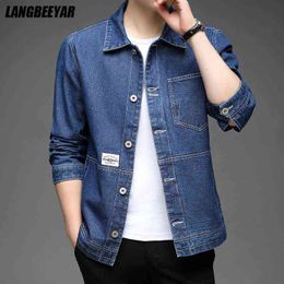 Top Grade New Brand Designer Casual Trendy Classic Stylish 2022 Mens Jeans Fashion Denim Jacket Varsity Coat Mens Clothes 2022 Y220803