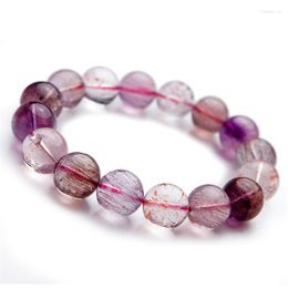Beaded Strands Genuine Natural Super Seven 7 Melody Stone Crystal Round Beads Bracelets For Women Female 13mm Trum22
