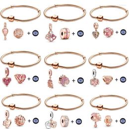Charm Bracelets Rose Gold For Women Heart-shaped Crystal Pendant Beads Brand Bracelet Jewellery Special Offer Multiple Styles Rodn22