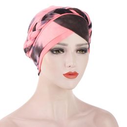 turban with braids Canada - Beanie Skull Caps Styles Braid Multicolor Soft Turban Hats Muslim Chemotherapy Ladies Fashion Turbans Cotton HatsBeanie Skull Beanie SkullBe
