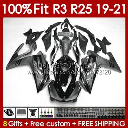 OEM Fairings Kit For YAMAHA YZF-R3 YZF-R25 YZFR3 black grey YZFR25 19-21 Body 141No.132 100% Fit YZF R 3 25 R-25 2019 2020 2021 Frame R3 R25 19 20 21 Injection mold Bodywork