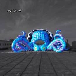 Music Festival Carnival Stage Decorative Inflatable Octopus DJ Booth With Headphone For Outdoor Event