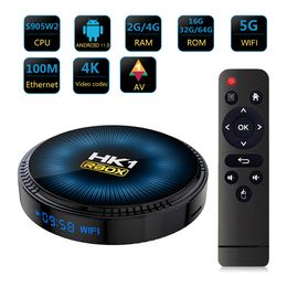 HK1 RBOX Amlogic S905W2 Android 11 TV BOX 2.4G 5G Dual Wifi BT4.0 4K 32GB 64GB Smart Media player