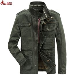 Autumn winter Jacket Men 100 Cotton Business casual Cargo military Multi pocket Mens Jackets and Coats Male Chaqueta Hombre 220715