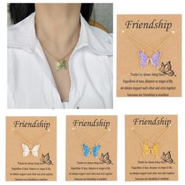 Korean Fashion Cute Butterfly Pendant Necklace for Women Golden Colour Chains Statement Necklace Jewellery Gifts