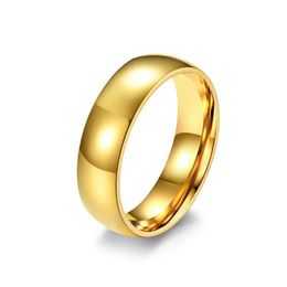 Wedding Rings Wholesale Handmade Jewellery Arc Shape Glossy Titanium Steel Mirror Bright Gold Black Couple Ring For Men And Women 4 6 8mmWeddi