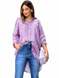 Women's Blouses & Shirts Women Office Lady Paisley Vintage Print Turn Down Neck Long Sleeve Fashion Above Knee Dress OutfitWomen's