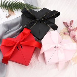 Gift Wrap 1pcs Heart-shaped Double Open Box With Bow Packaging For Wedding Favor Boxes Valentines Day Birthday Party DecorGift