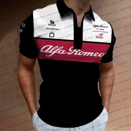 Men's Fashion Gym Sports Polo Shirts F1 Race Formula One Alfa Romeo Team Extreme Followers New Zip Short Sleeve