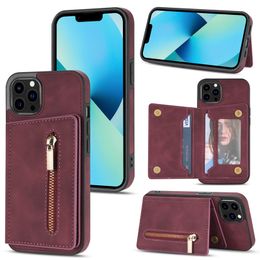 Zipper multifunction Credit ID Card Pocket Leather Cases for iphone 13 pro max 12 mini 11 XS MAX XR 6G 7G PLUS With Pack Wallet Holder Box Flip Cover