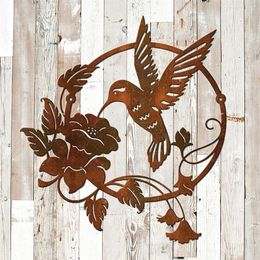 Metal Bird Garden Wall Decor Colorful Outdoor Fence Art Patio Sculptures Hanging Decorations for Yard Porch Living Room 220728