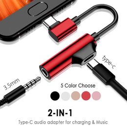 3 5 adapter NZ - 2 In 1 Type C To 3 5mm Headphone Jack 3 5 AUX USB C Adapter Cable Converter For Huawei Xiaomi Samsung Charging Cable Dropship298d