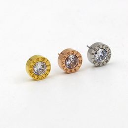 Cute Size Luxury Brand Women Fashion Stud With Diamond Titanium Steel Lover Gifts Designer Jewellery Engagement Earrings Wholesale
