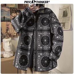 Privathinker Black Printed Shirt Jackets For Men 2020 Japanese Streetwear Man Casual Coats Spring Long Sleeve Male LJ201013