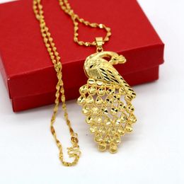 Pendant Necklaces Peacock Shaped Women Chain Necklace Fashion 18k Yellow Gold Filled Classic Wedding Engagement Women's Jewellery GiftPend