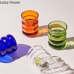 Creative Glass Cup Heatresistant Tumbler Drinkware Tea Juice Milk Coffee Home Water Glasses Ripple Mug 250ml 220727