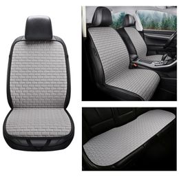 Car Seat Covers Flax Cover Protector Linen Front Or Rear Back Cushion Pad Mat With Backrest For Auto Interior Truck Suv VanCar