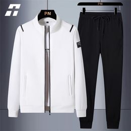 Casual Mens Tracksuit Spring Autumn Sportswear Men 2 Piece Sets Sweatpants Print Brand Zipper Male Sweatshirt Suit Plus Size 220810