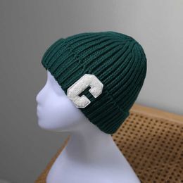 Marca de moda coreana Big C Letter Cap feminino outono feminino e inverno quente com maconha rosa chapéu de cor sólida Feanie chapéu Internet CEL