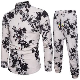 Men's Tracksuits Summer Floral Printed Vacation Beach Men Shirts Set Top Pants Casual Shirt Suits Big Size 5XL Gothic Pant SetsMen's