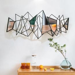 Decorative Objects & Figurines Nordic Modern Light Luxury Metal Background Wall Decoration Living Room Three-dimensional Geometric Porch Mir