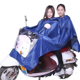 High quality double raincoat Impermeable Motorcycle Bicycle Rain Poncho Double Cap Caves Hood Rain Gear Double raincoat 201202