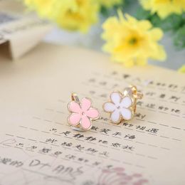 Clip-on & Screw Back Arrival Cute Flower Pink White Clip On Earrings Wihtout Piercing For Kids Fashion Not AllergyClip-on