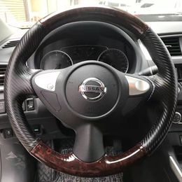 DIY Hand Sewing Steering Wheel Cover Custom Fit For Nissan Sylphy 16-22 Stitch On Wrap Interior Accessories