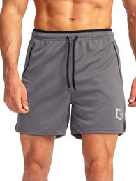 Men's Shorts Gradual Men's 5" Gym Workout Fitted Jogging Short Pants For Bodybuilding Running Training With Zipper PocketsMen's