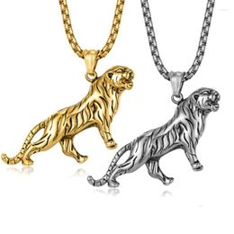 Pendant Necklaces 2022 Punk Roaring Tiger Vintage For Men Gold Silver Color Titanium Steel Male Fashion Party Jewelry