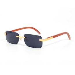 Óculos de sol de atitude clássicos para homens quadrados quadros moldura de madeira de madeira Estilo unissex Estilo UV400 Protection arames de ouro vêm óculos com os óculos com