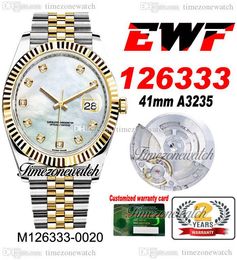 EWF 41mm 126333 A3235 Automatic Mens Watch Two Tone Yellow Gold MOP Diamonds Dial JubileeSteel Bracelet Super Edition Same Series Warranty Timezonewatch b2