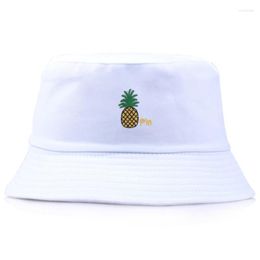 Wide Brim Hats Men Women Pineapple Bucket Hat Hip Hop Fisherman Panama Embroidery Cotton Outdoor Summer Casual Swag Bob Visor Cap Scot22