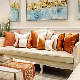 Cushion/Decorative Pillow Orange Modern Light Luxury Cushion Cover 30x50/45/50/60CM High-grade Jacquard Pillowcase Bed Room Sofa Home DecorC