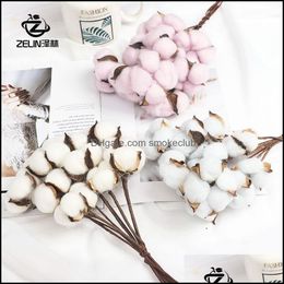 Decorative Flowers Wreaths Festive Party Supplies Home Garden New Natural Immortal Dried Cotton Artificial Plants Floral Branch Wedding De