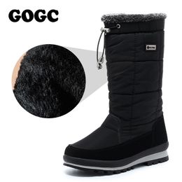 GOGC midcalf women waterproof snow Womens Winter High Boots ladies black Shoes G9637 Y200115