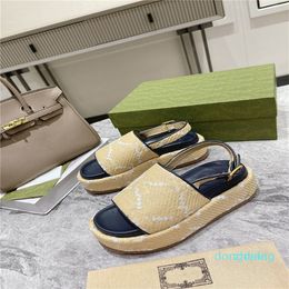 Designer Wide Strap Sandals Platform Slide Beige Men's Slide Flip Flop Slippe5