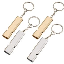 outdoor Gadgets Mini Portable 150Db Double Pipe whistles High Decibel Camping Hiking Dog Training Survival Double frequency Emergency Whistle Keychain tool